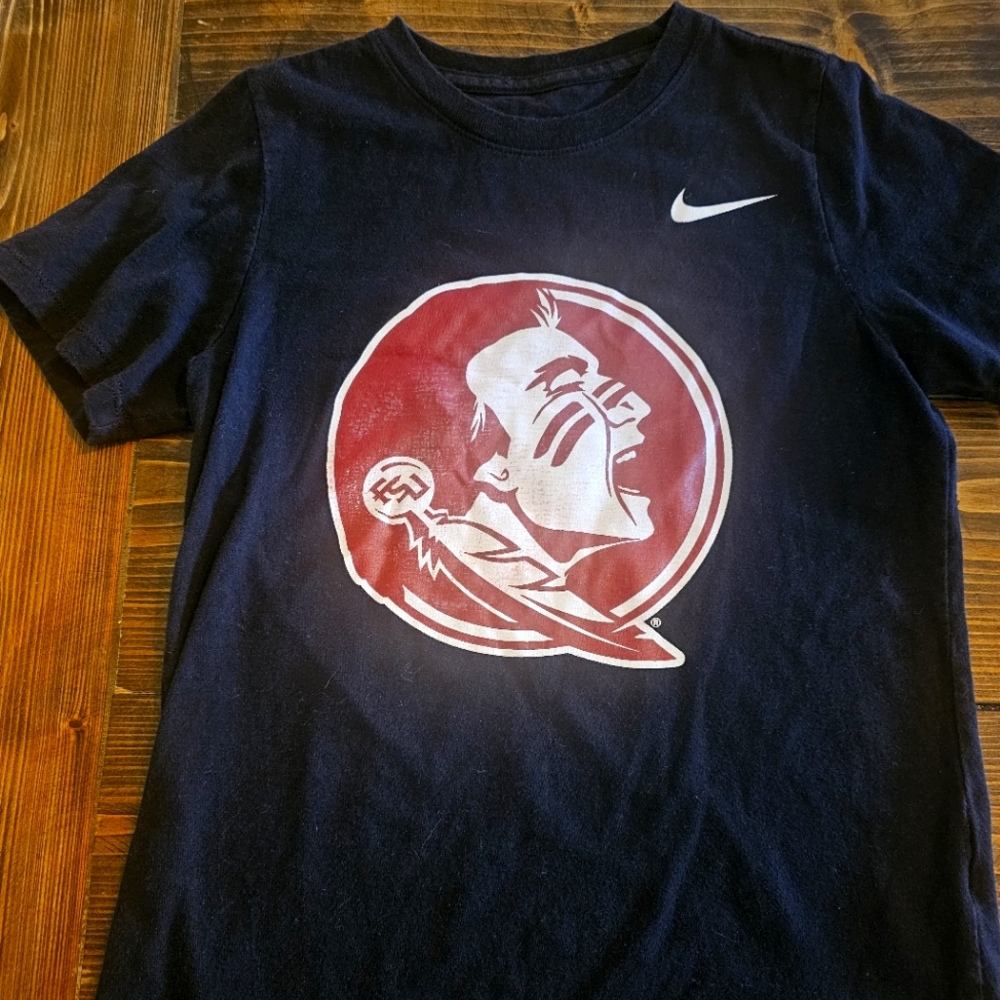 Boys Nike Black Graphic FSU Tee, Size 7